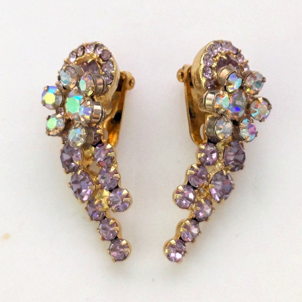 Juliana D & E Ab Aurora Borealis Angel Wings Gold Tone Clip On Earrings